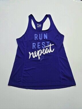 Old Navy Active Women's Running Tank Top Blue Run Rest Repeat Size S